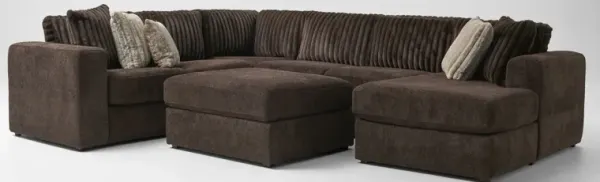 Nori 4-Piece Sectional with Right-Facing Chaise and Ottoman - Espresso