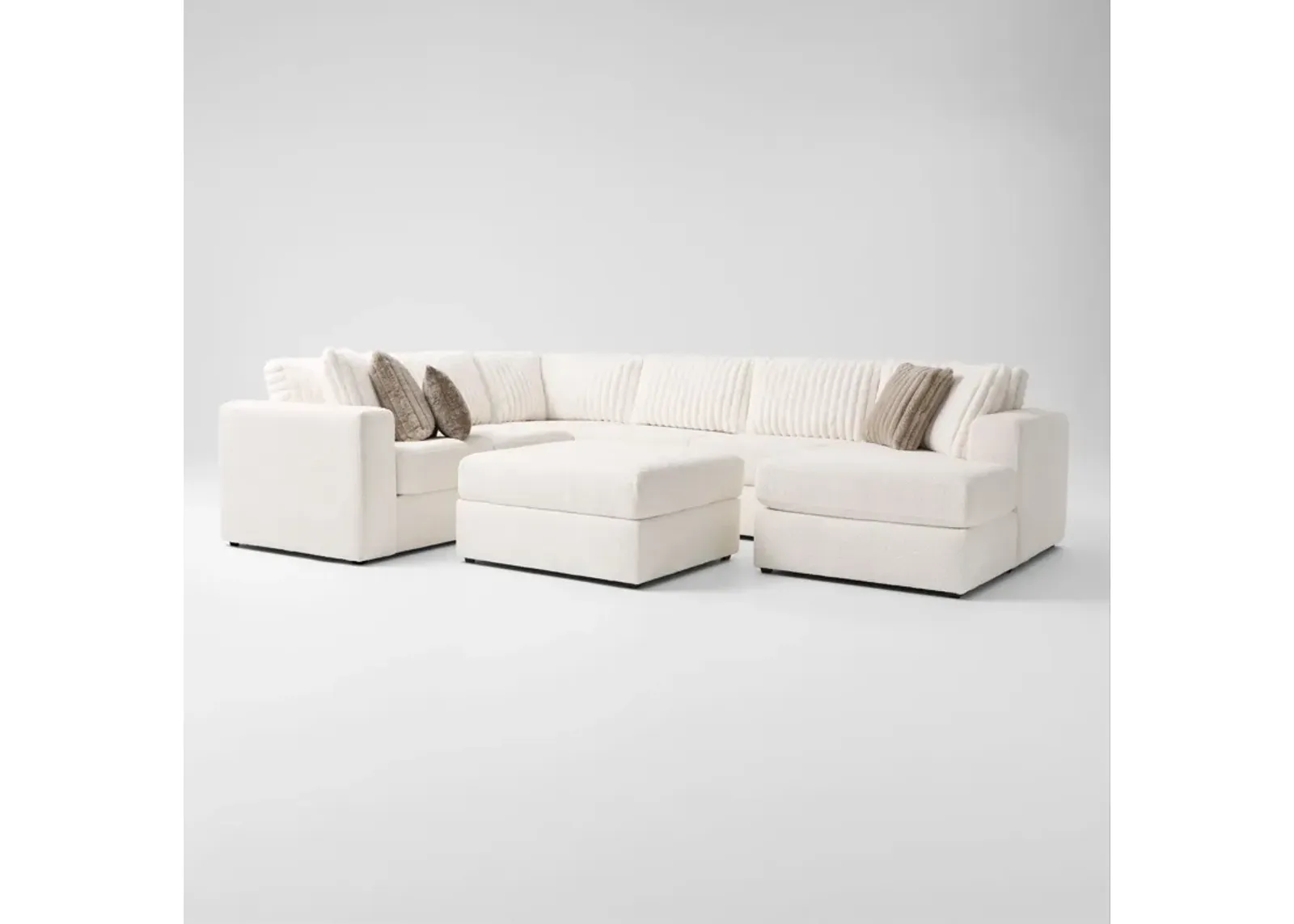 Nori 4-Piece Sectional with Right-Facing Chaise and Ottoman - White