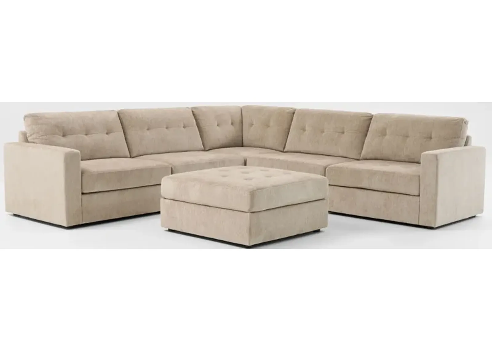 Martino 5-Piece Sectional and Ottoman - Sand