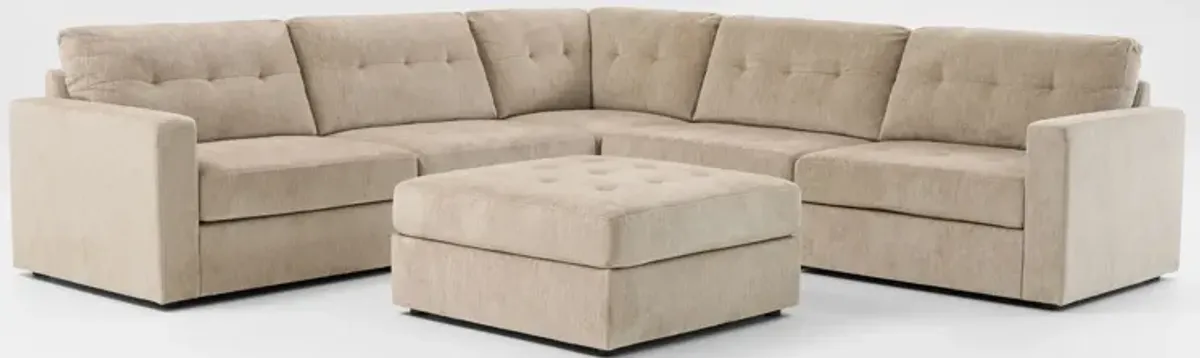 Martino 5-Piece Sectional and Ottoman - Sand