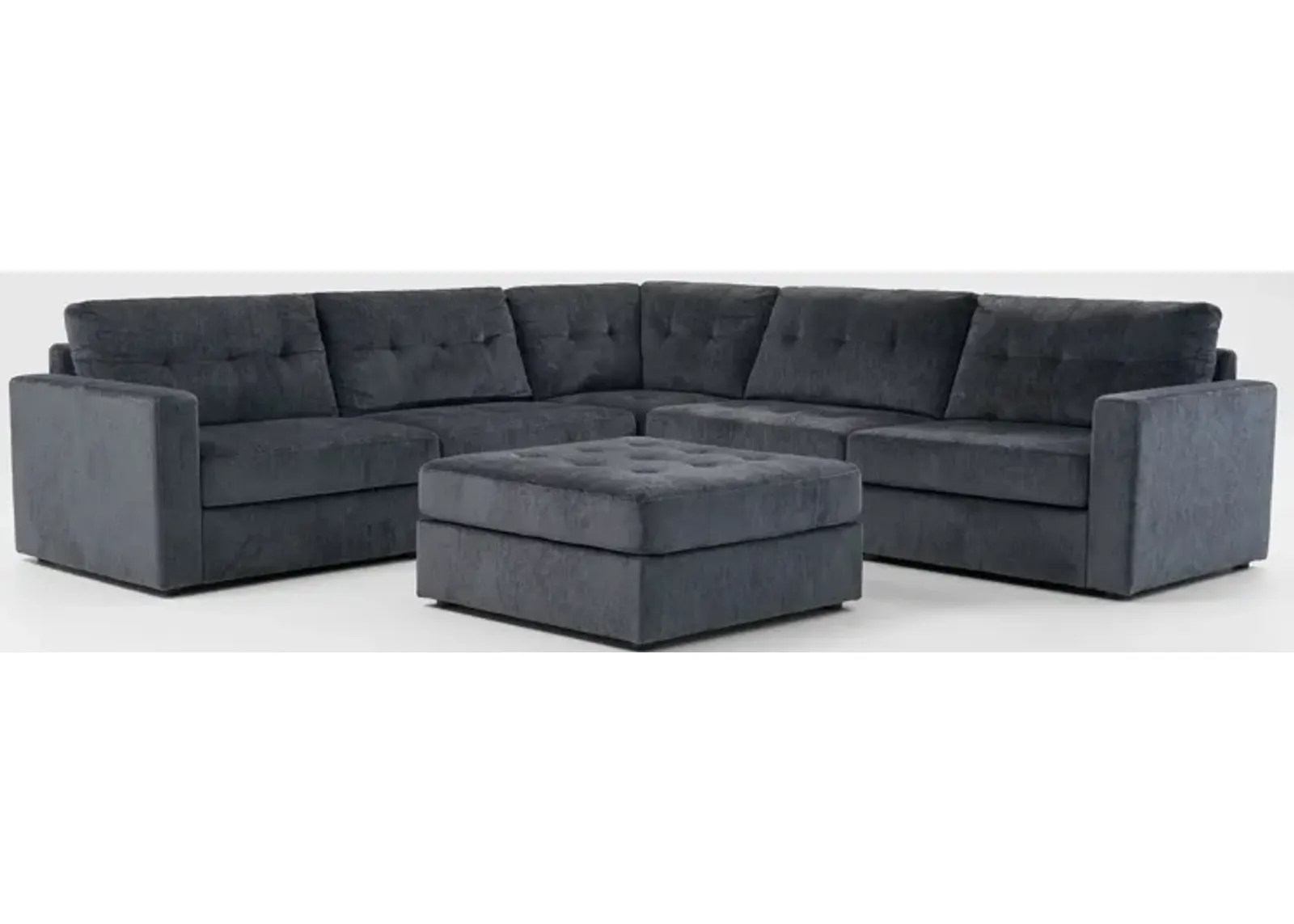 Martino 5-Piece Sectional and Ottoman - Midnight