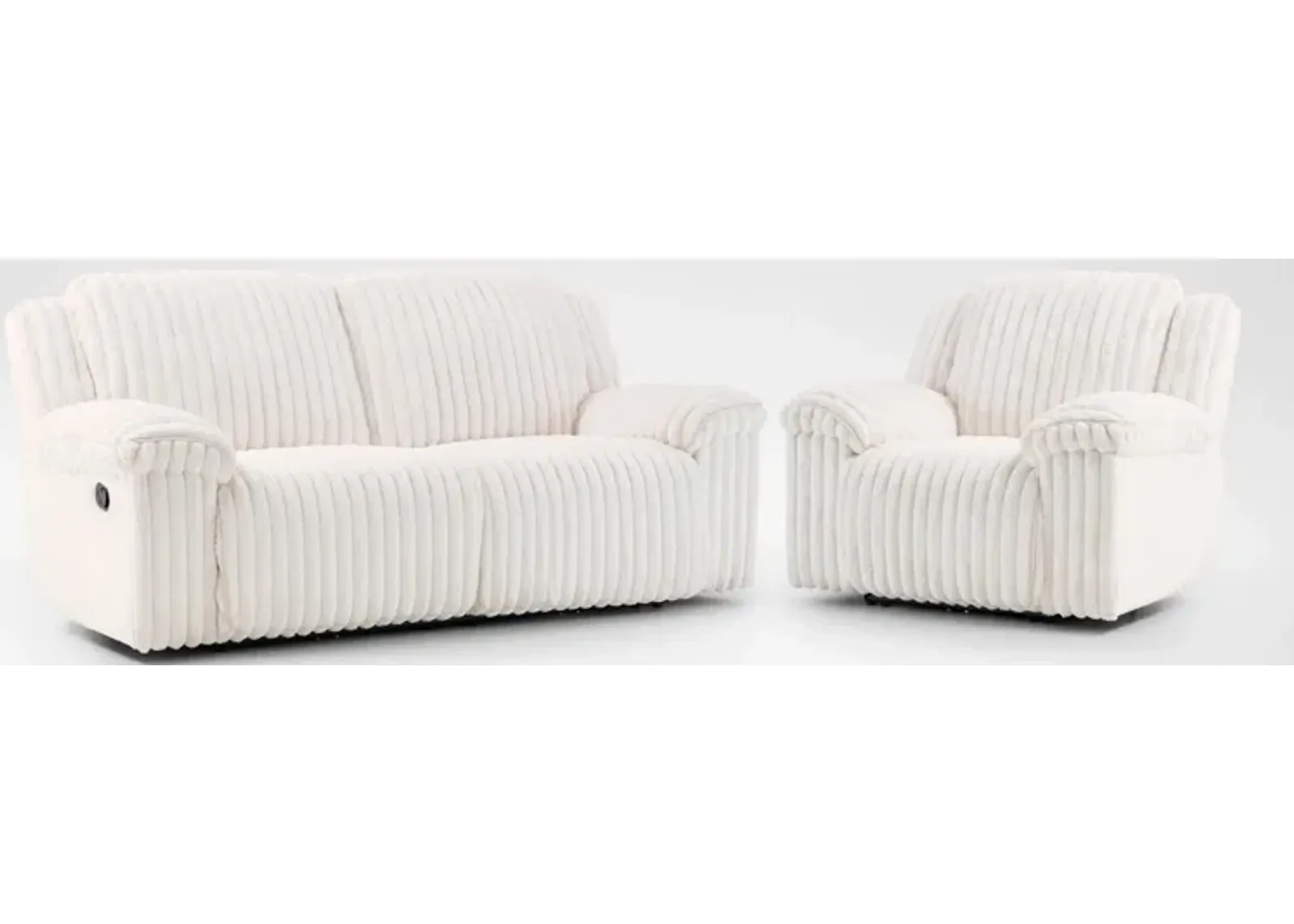 Rafi Manual Reclining Sofa and Recliner Set - White