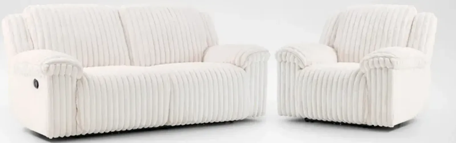 Rafi Manual Reclining Sofa and Recliner Set - White