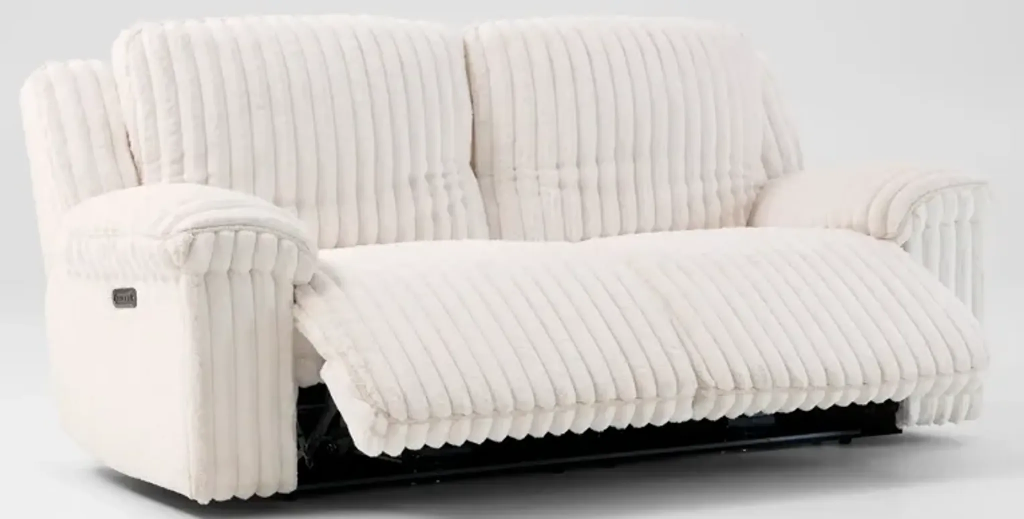 Rafi Dual-Power Reclining Sofa and Loveseat Set - White | Furniture.com