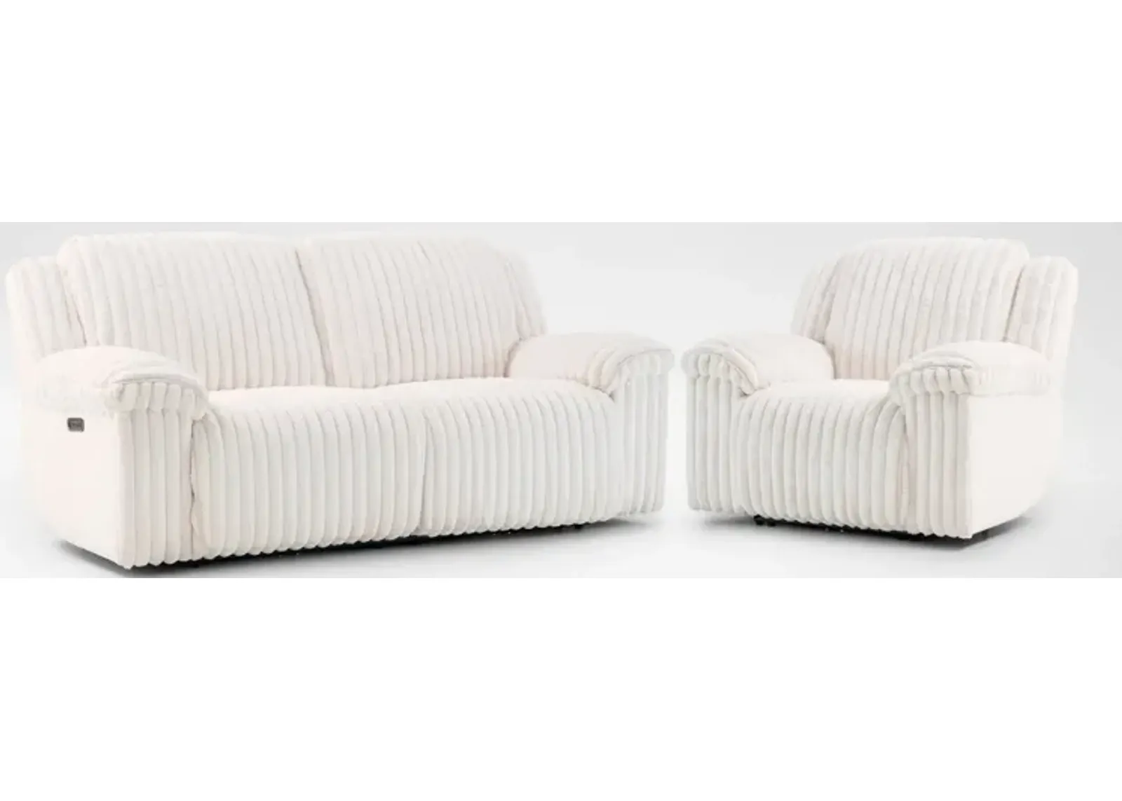 Rafi Dual-Power Reclining Sofa and Recliner Set - White