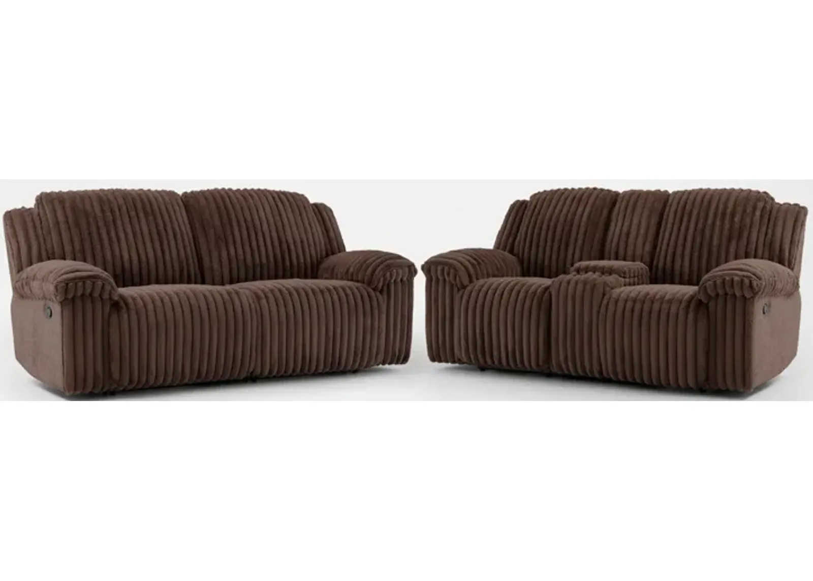 Rafi Manual Reclining Sofa and Loveseat Set - Espresso