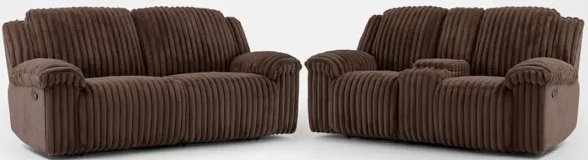 Rafi Manual Reclining Sofa and Loveseat Set - Espresso