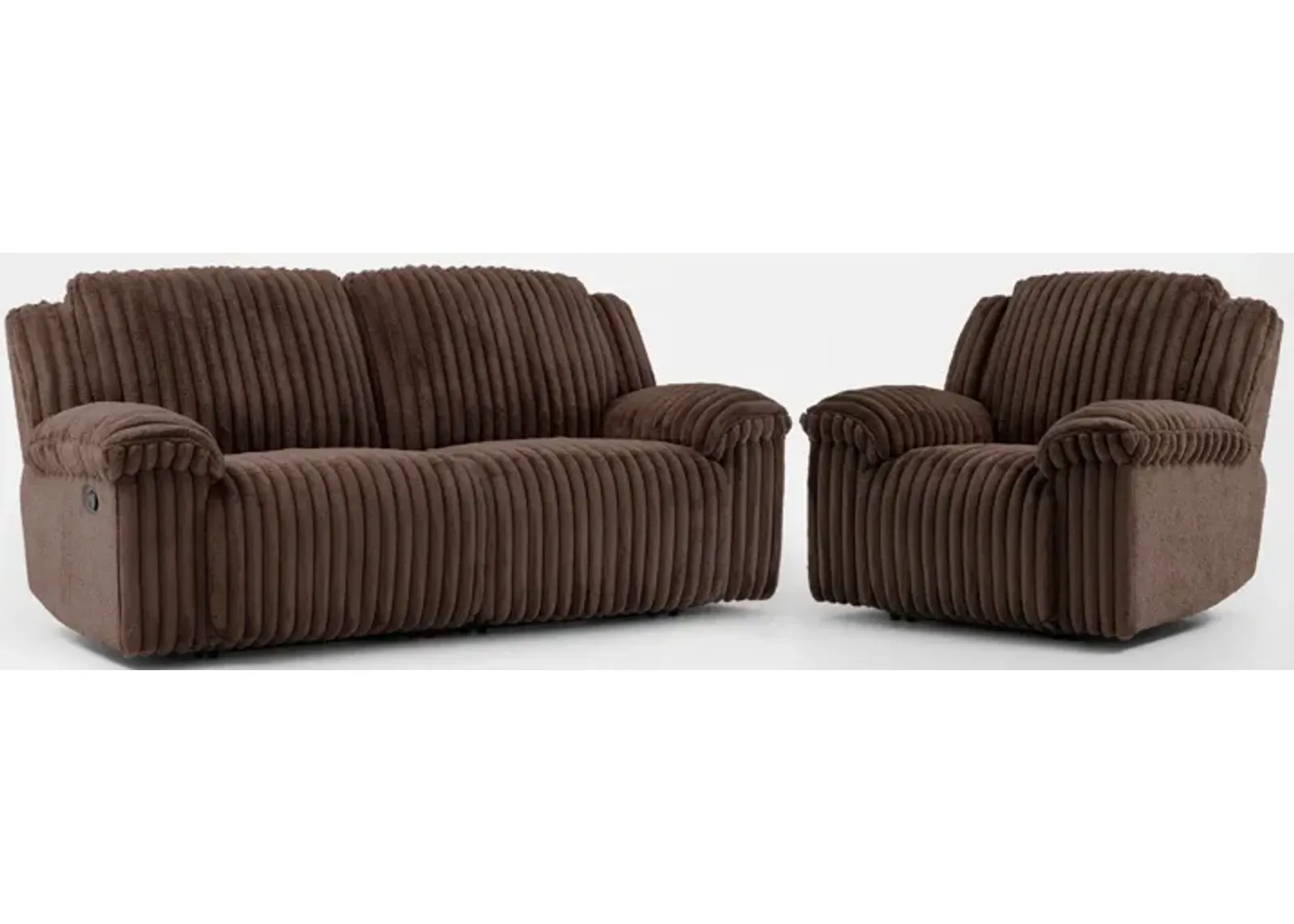 Rafi Manual Reclining Sofa and Recliner Set - Espresso