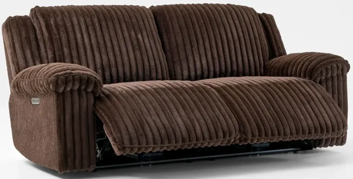 Rafi Dual-Power Reclining Sofa and Loveseat Set - Espresso