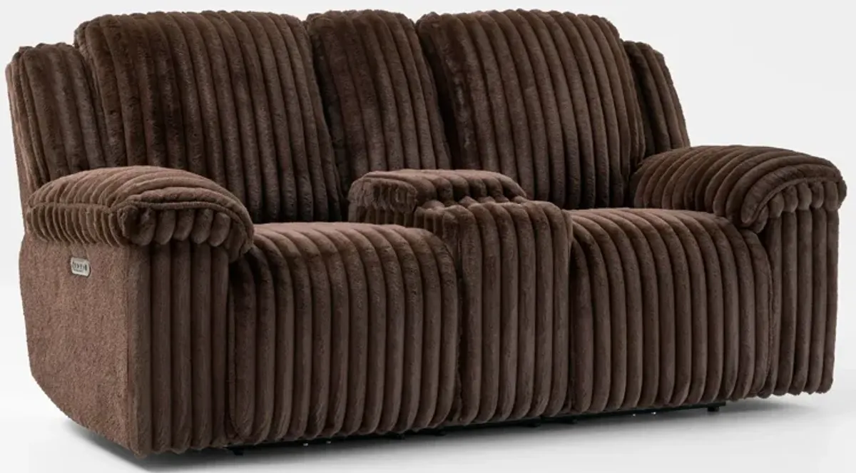 Rafi Dual-Power Reclining Sofa and Loveseat Set - Espresso