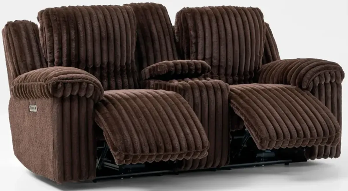 Rafi Dual-Power Reclining Sofa and Loveseat Set - Espresso