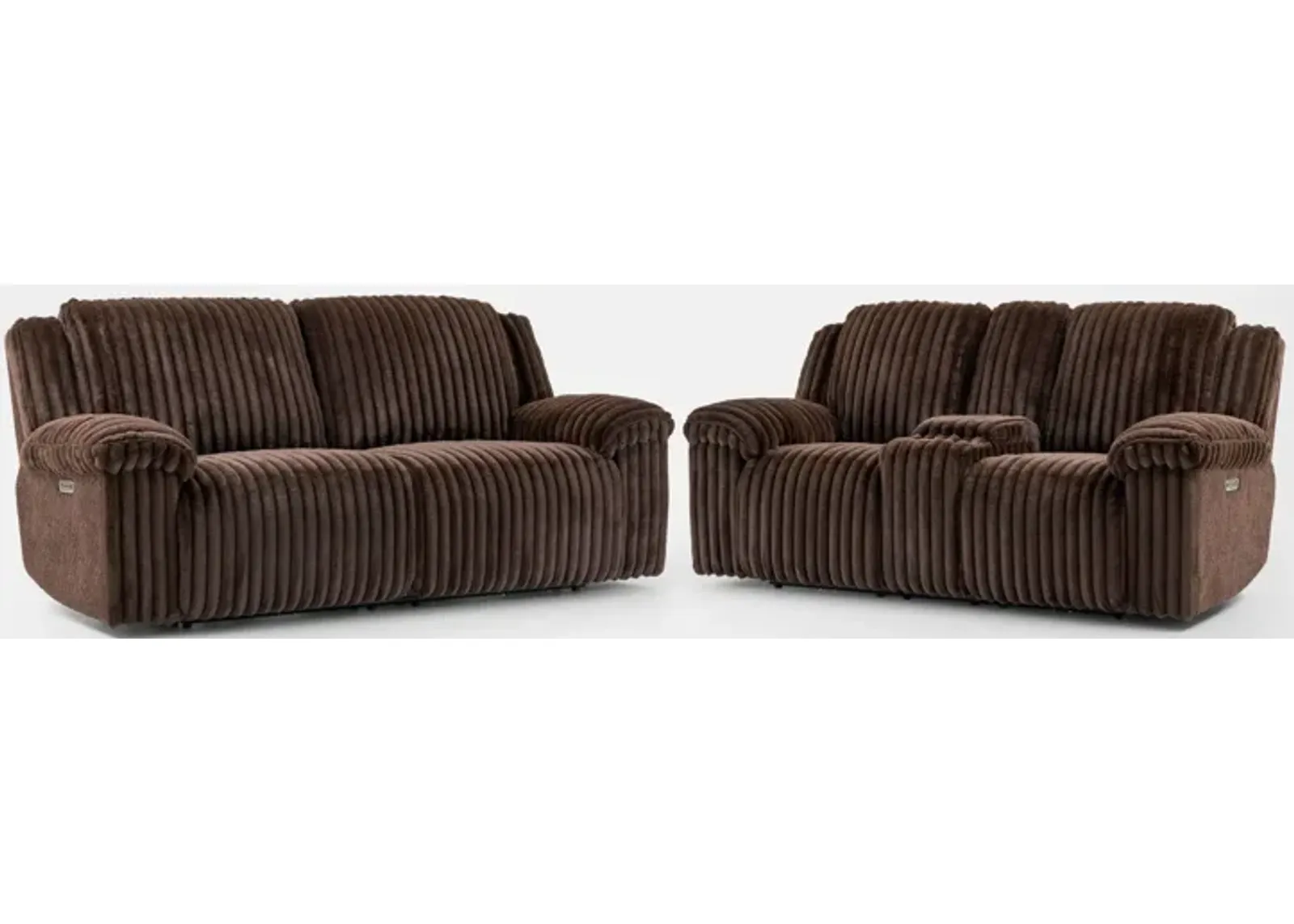 Rafi Dual-Power Reclining Sofa and Loveseat Set - Espresso