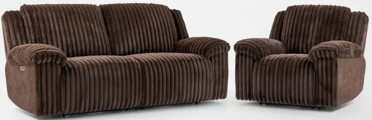 Rafi Dual-Power Reclining Sofa and Recliner Set - Espresso