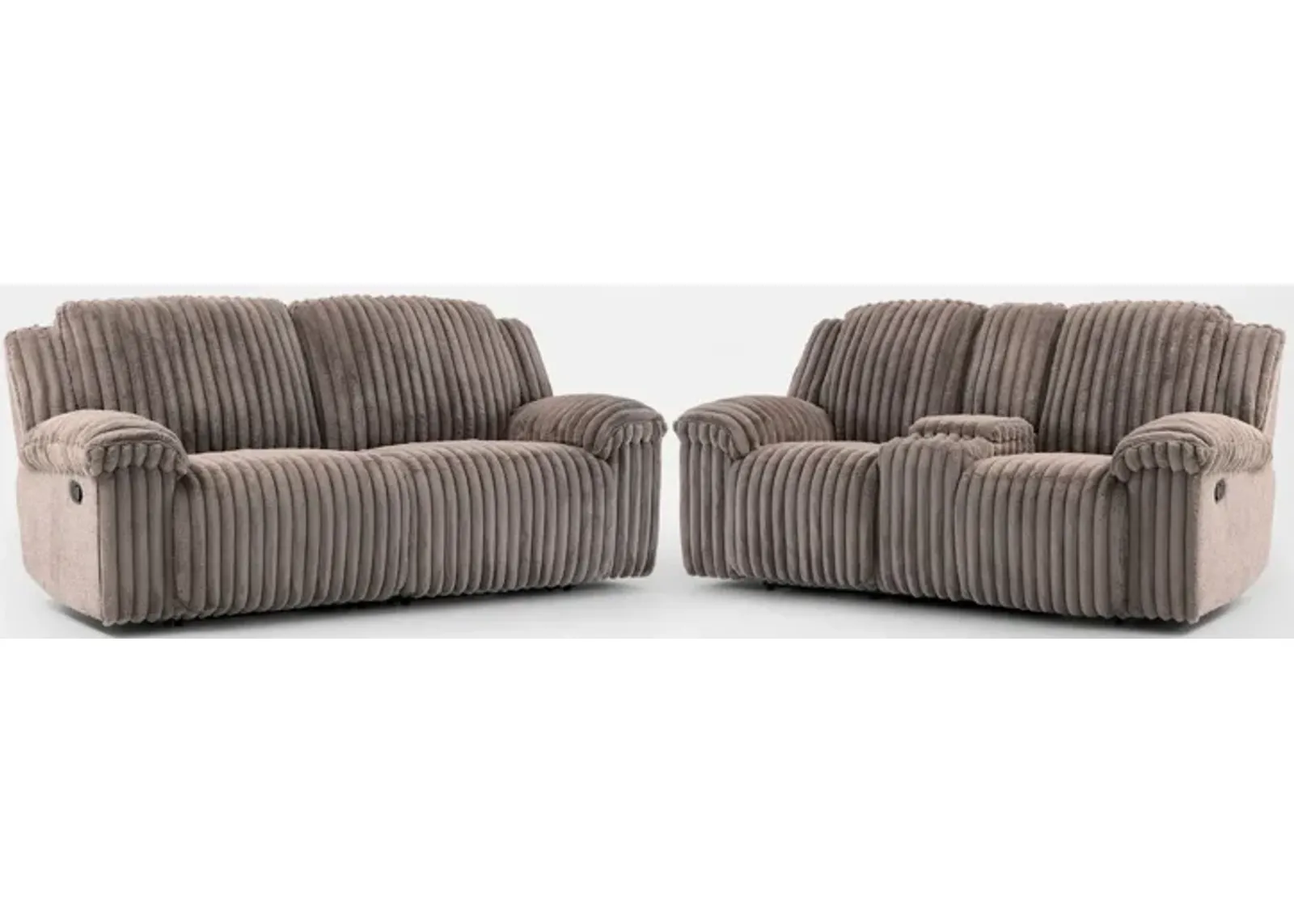 Rafi Manual Reclining Sofa and Loveseat Set - Taupe