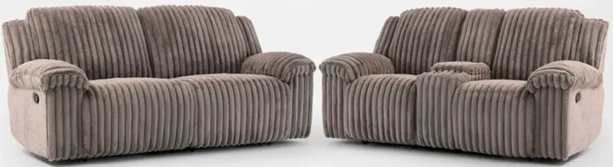 Rafi Manual Reclining Sofa and Loveseat Set - Taupe