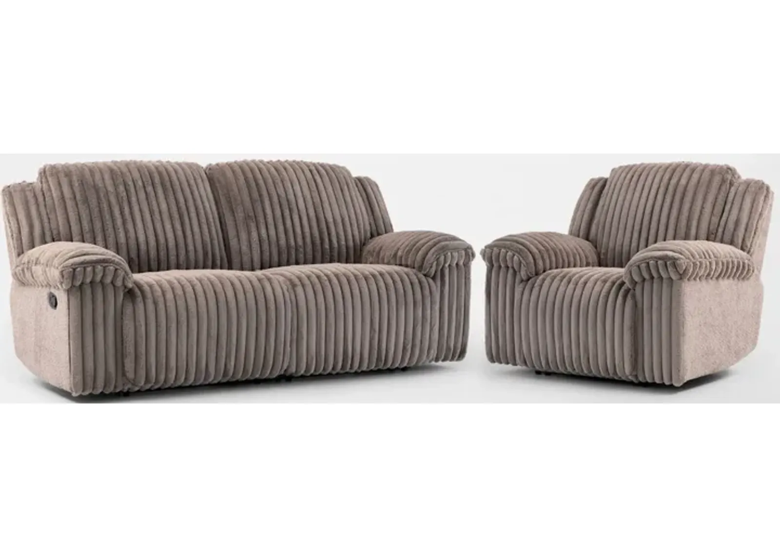 Rafi Manual Reclining Sofa and Recliner Set - Taupe