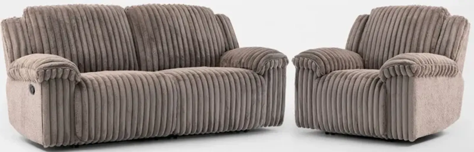 Rafi Manual Reclining Sofa and Recliner Set - Taupe