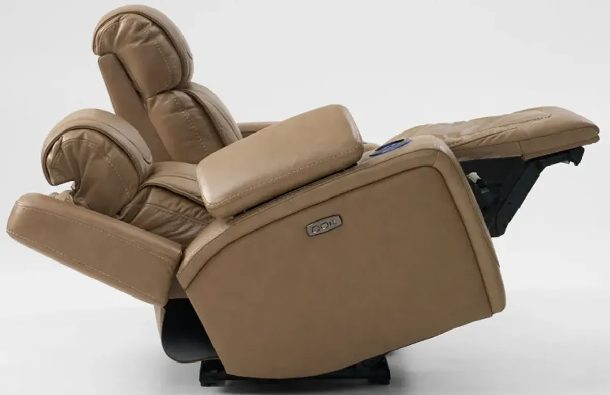 Forte Dual-Power Reclining Loveseat with Cooling Console - Sand