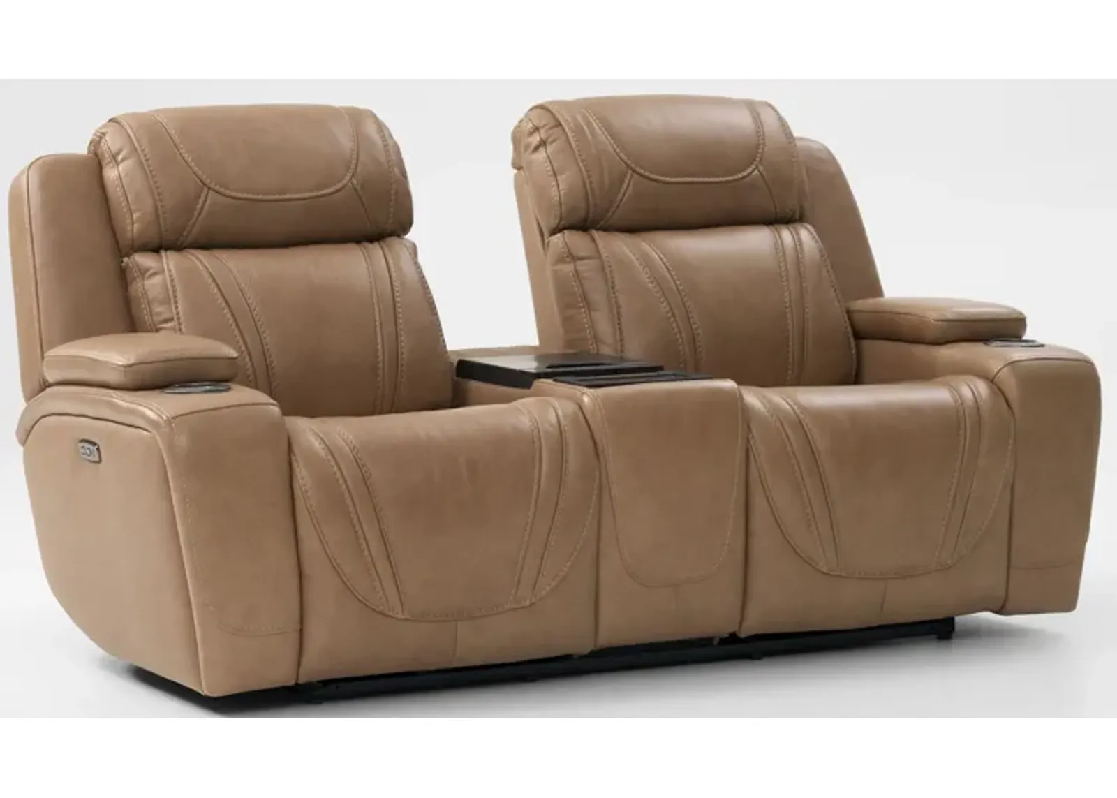 Forte Dual-Power Reclining Loveseat with Cooling Console - Sand