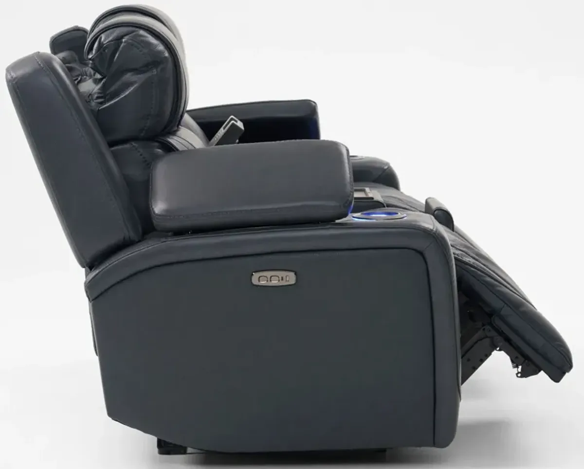 Forte Dual-Power Reclining Loveseat with Cooling Console - Navy