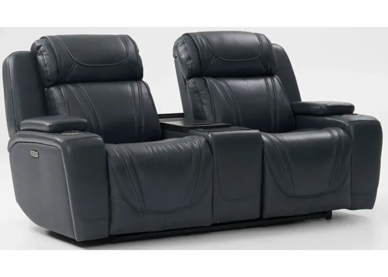 Forte Dual-Power Reclining Loveseat with Cooling Console - Navy