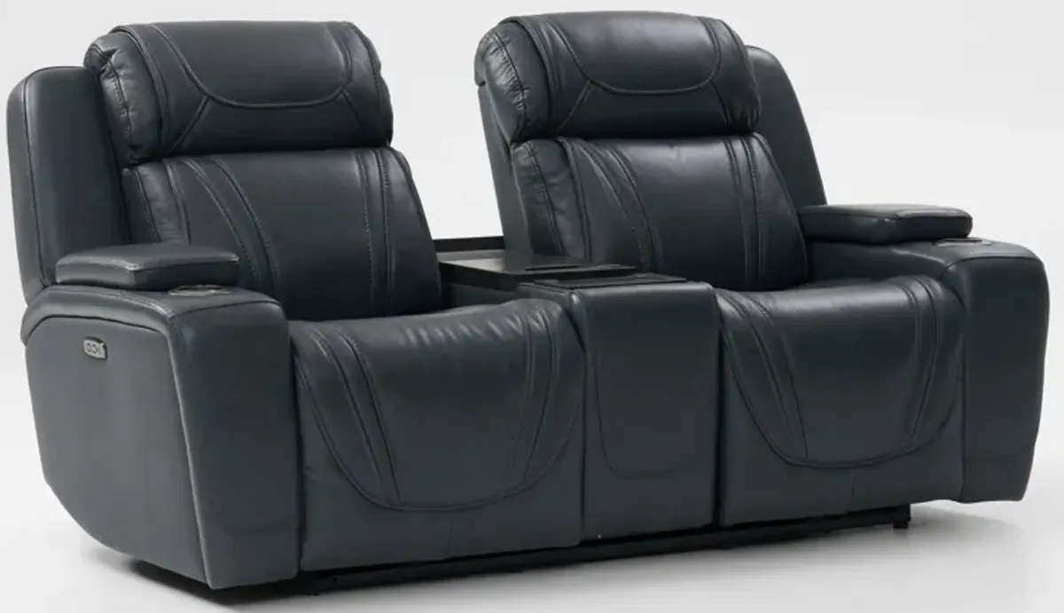 Forte Dual-Power Reclining Loveseat with Cooling Console - Navy