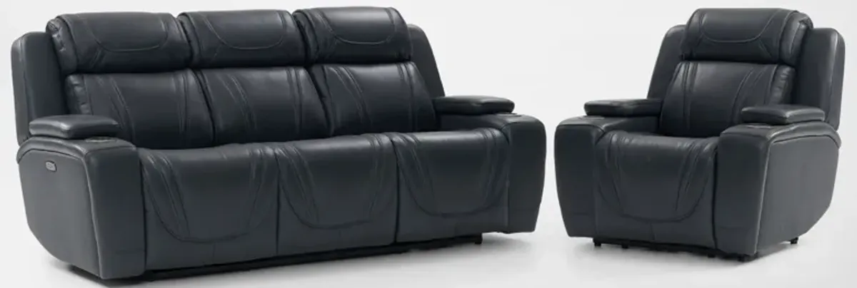 Forte Dual-Power Reclining Sofa and Recliner - Navy