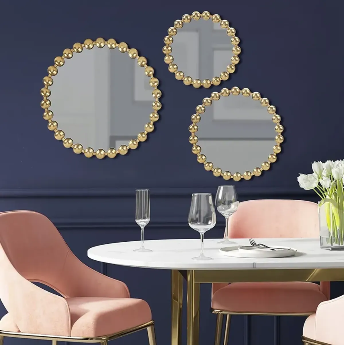 Button 3-Piece 20'' Round Wall Mirror Set