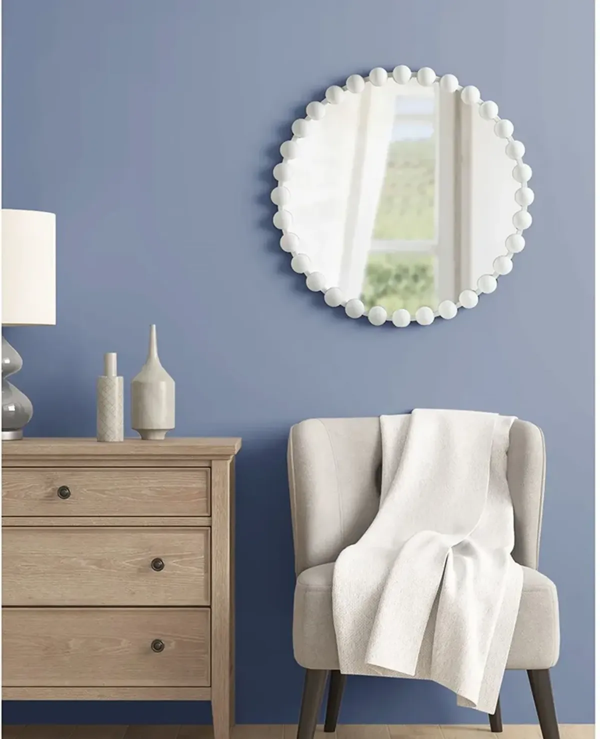 Button 27'' Round Wall Mirror - White