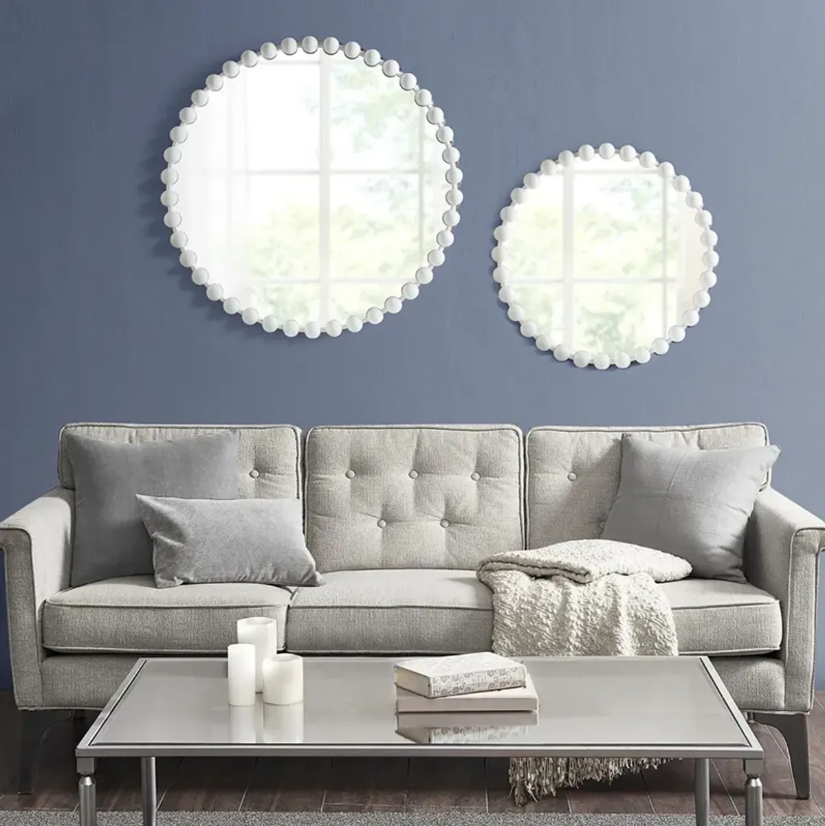 Button 27'' Round Wall Mirror - White