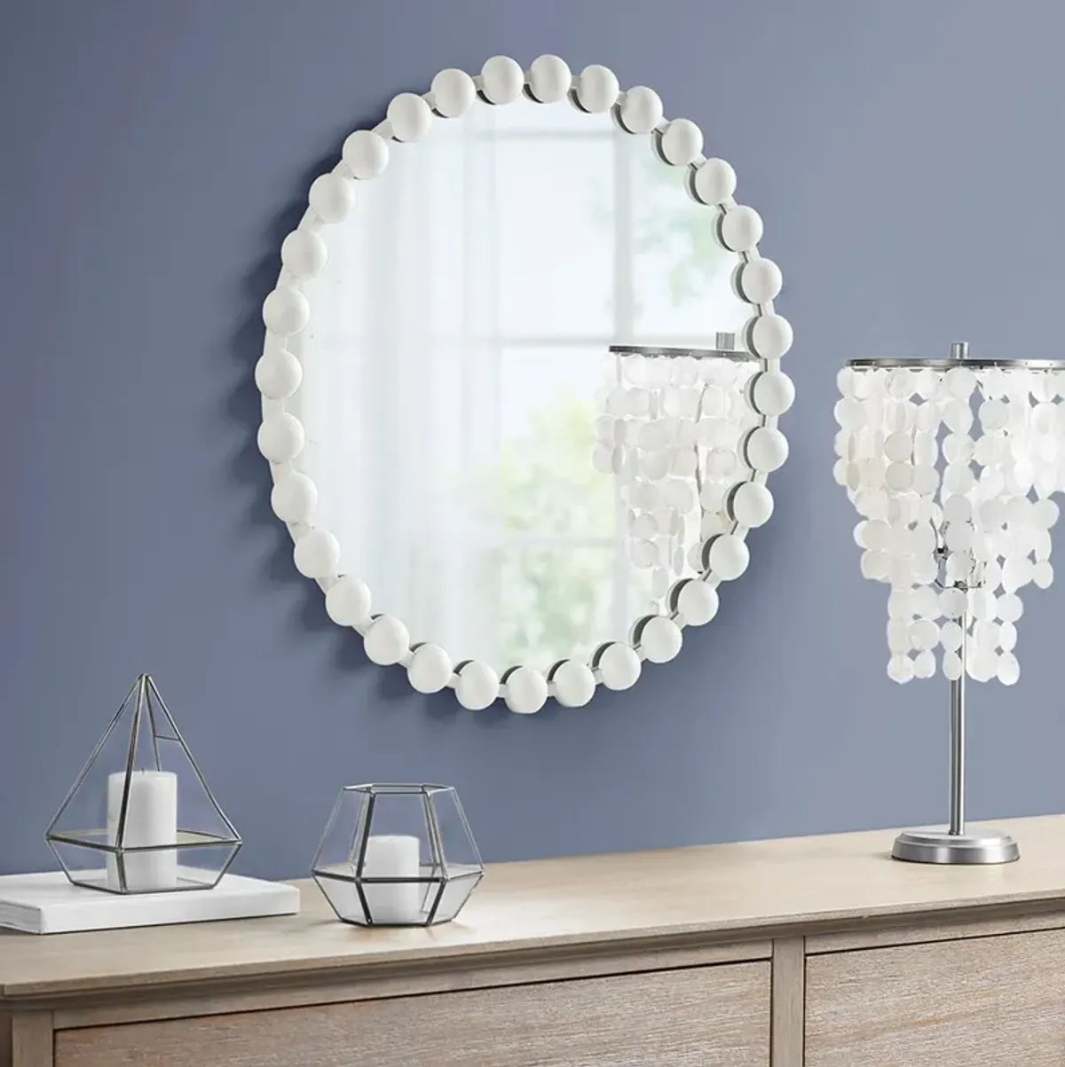 Button 27'' Round Wall Mirror - White