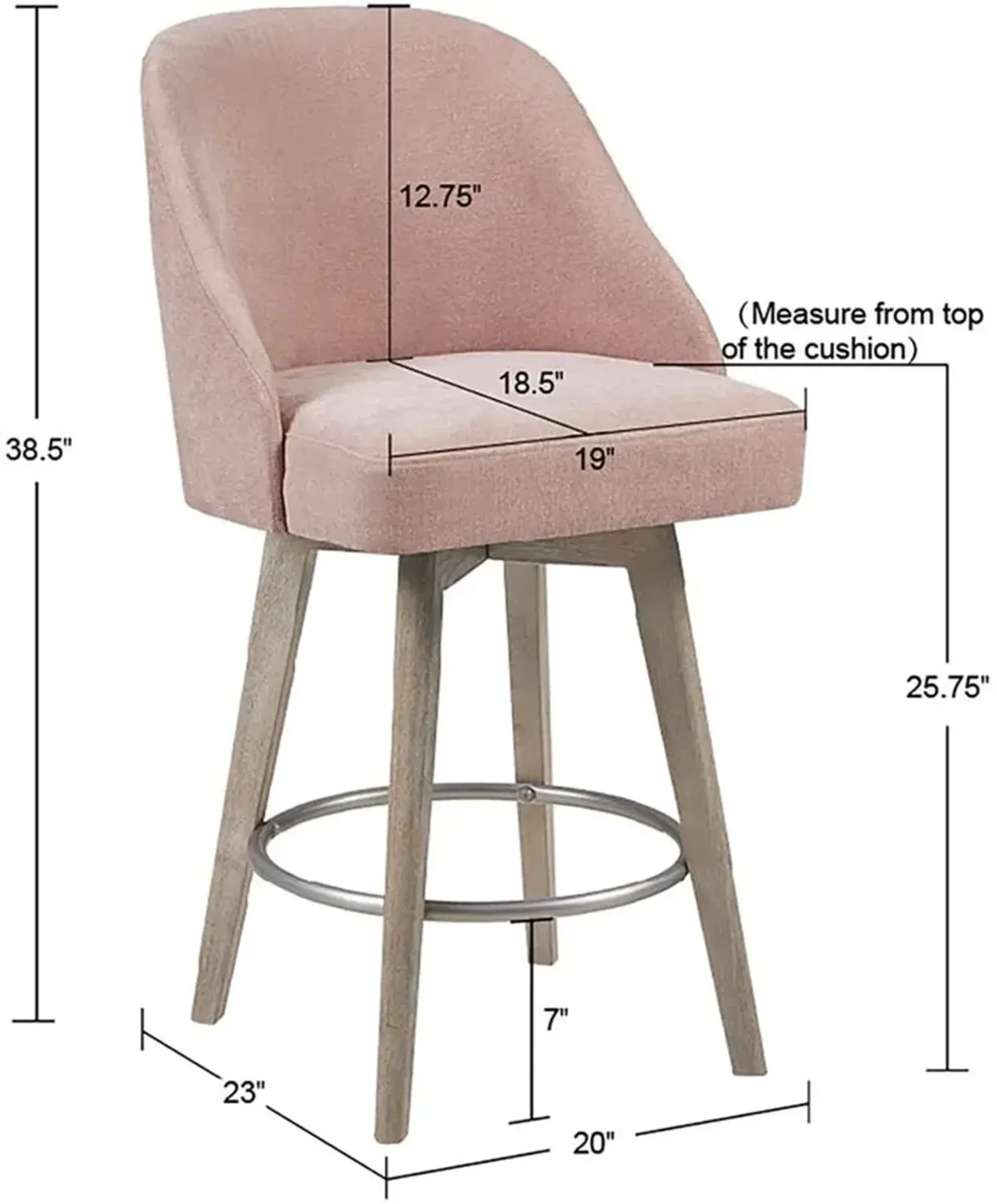 Denton Swivel Counter-Height Stool - Pink