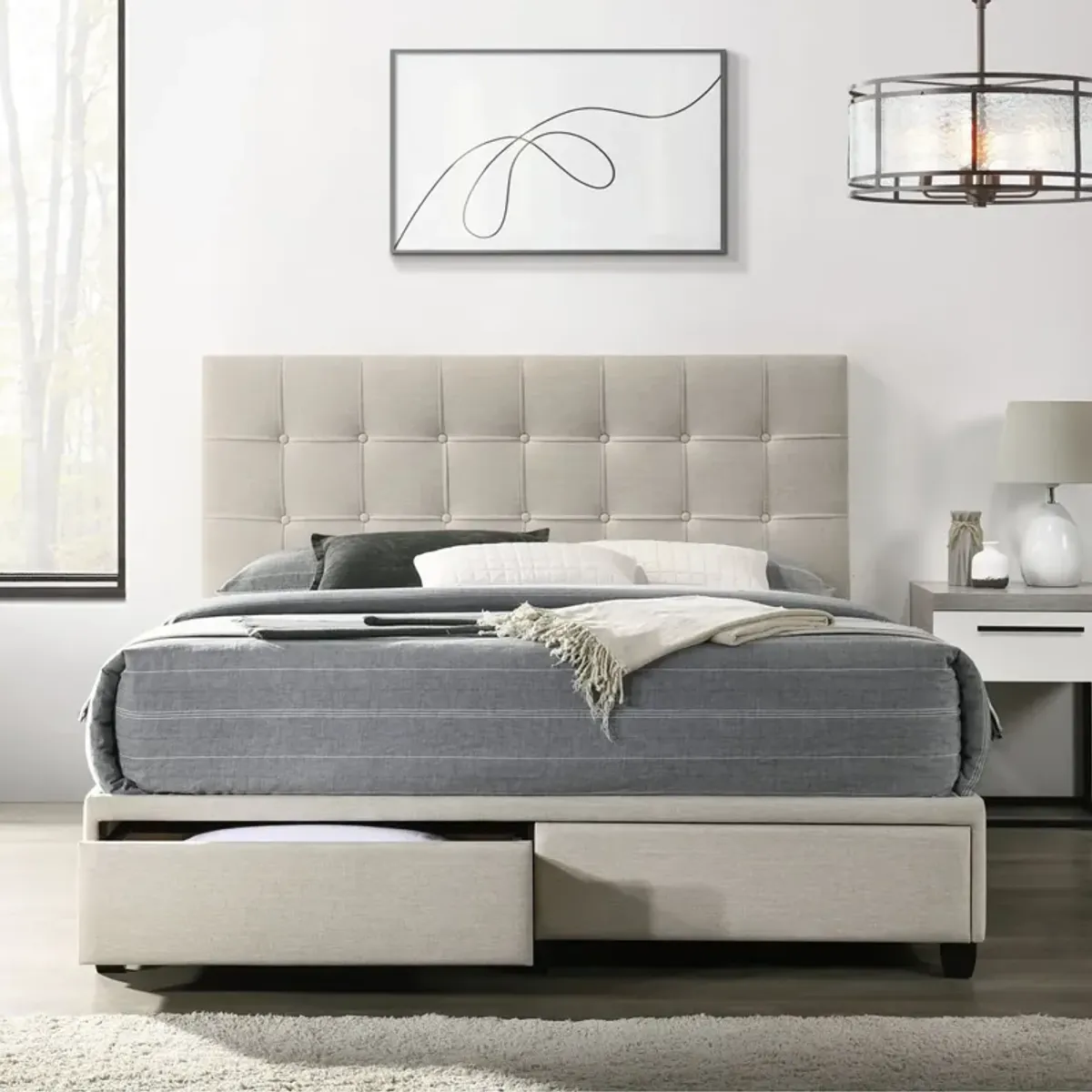 Romy Queen Platform Upholstered Storage Bed