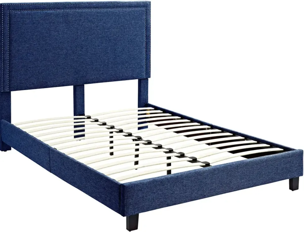 Itzel Queen Upholstered Platform Bed - Blue