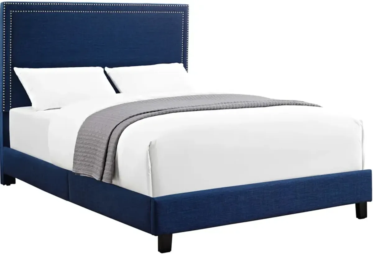 Itzel Queen Upholstered Platform Bed - Blue