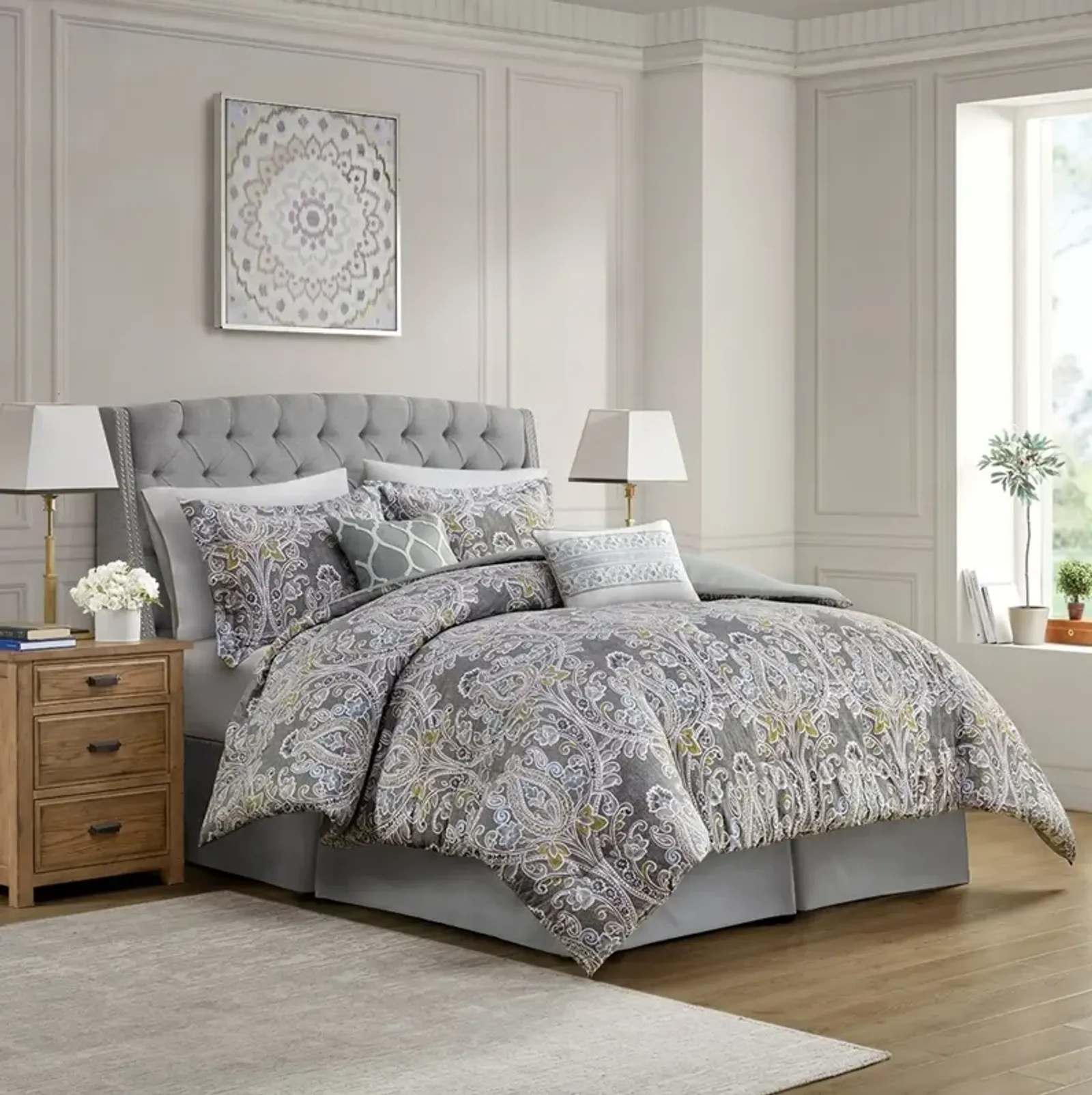 Bethany Queen Comforter Set - Gray