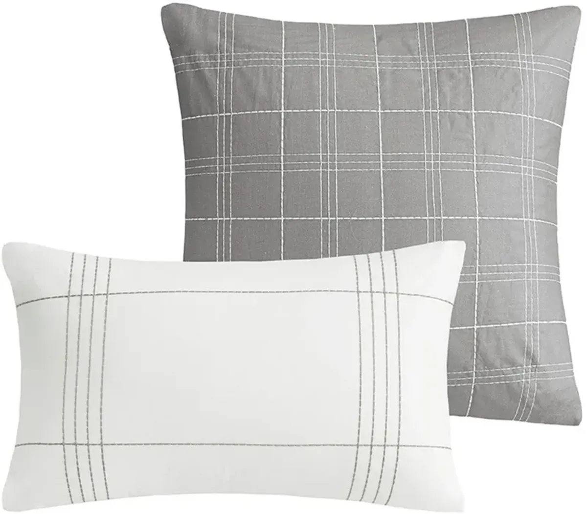 Emily Queen Comforter Set - White/Gray