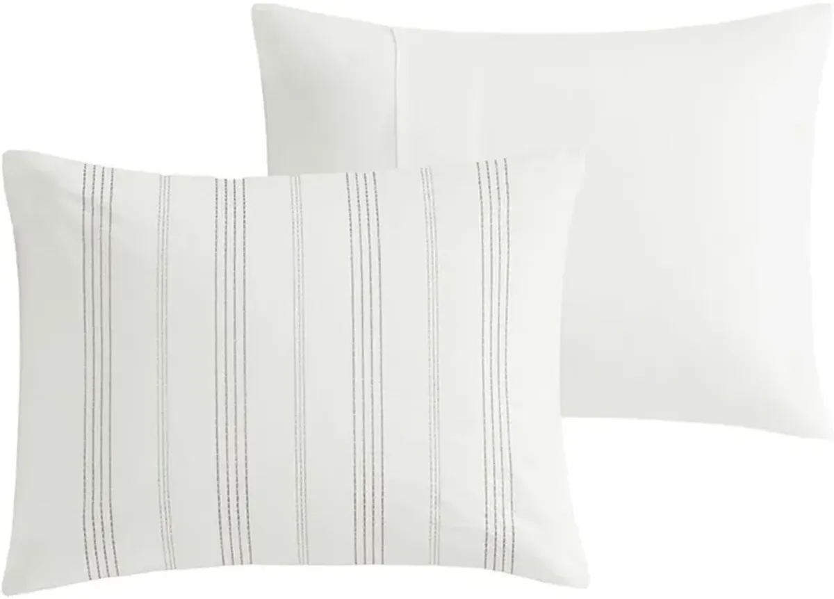 Emily Queen Comforter Set - White/Gray