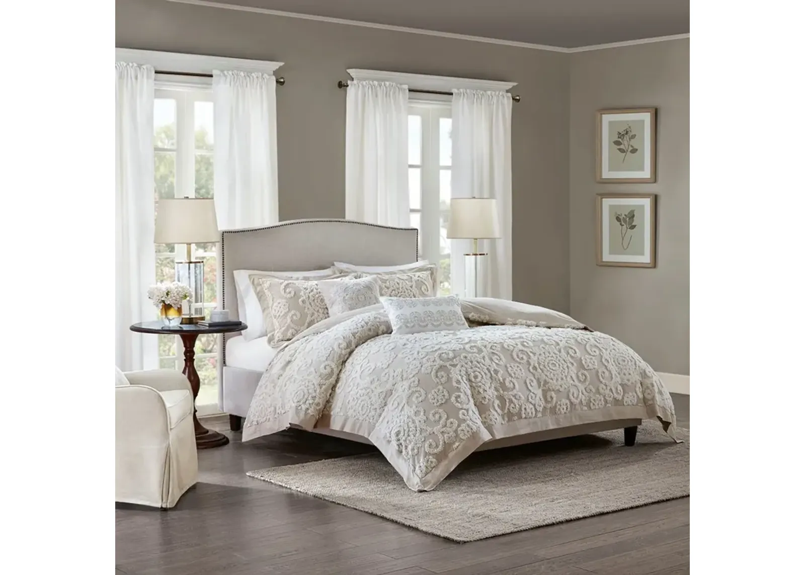 Grace Full/Queen Comforter Set - Taupe