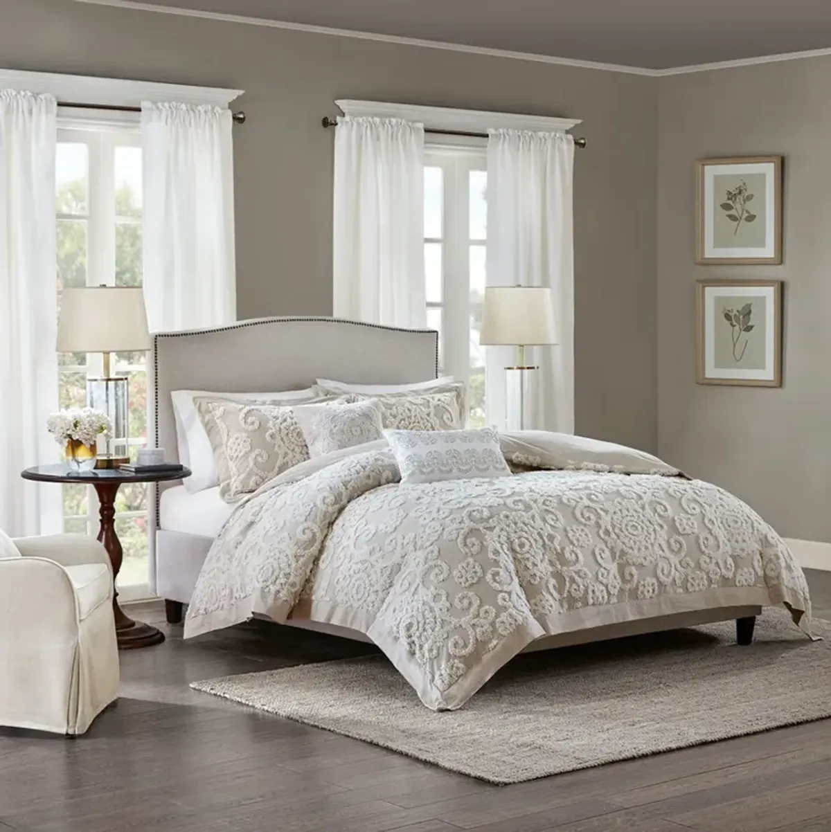 Grace Full/Queen Comforter Set - Taupe