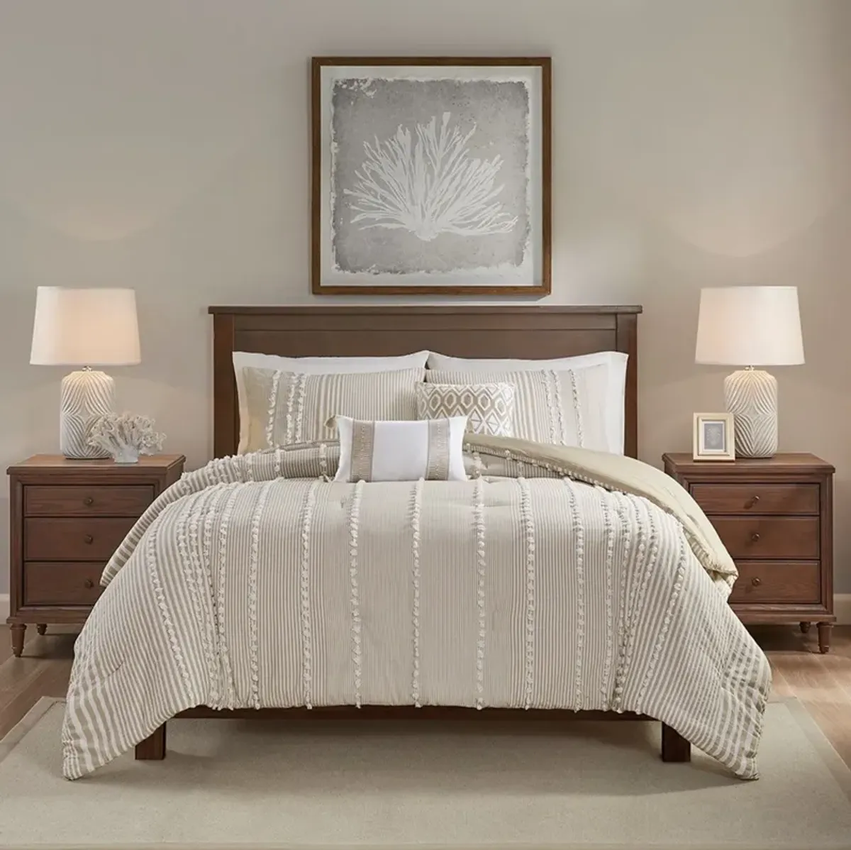 Alexis Full/Queen Duvet Cover Set - Taupe