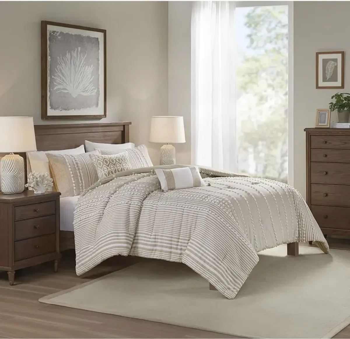 Alexis Full/Queen Duvet Cover Set - Taupe