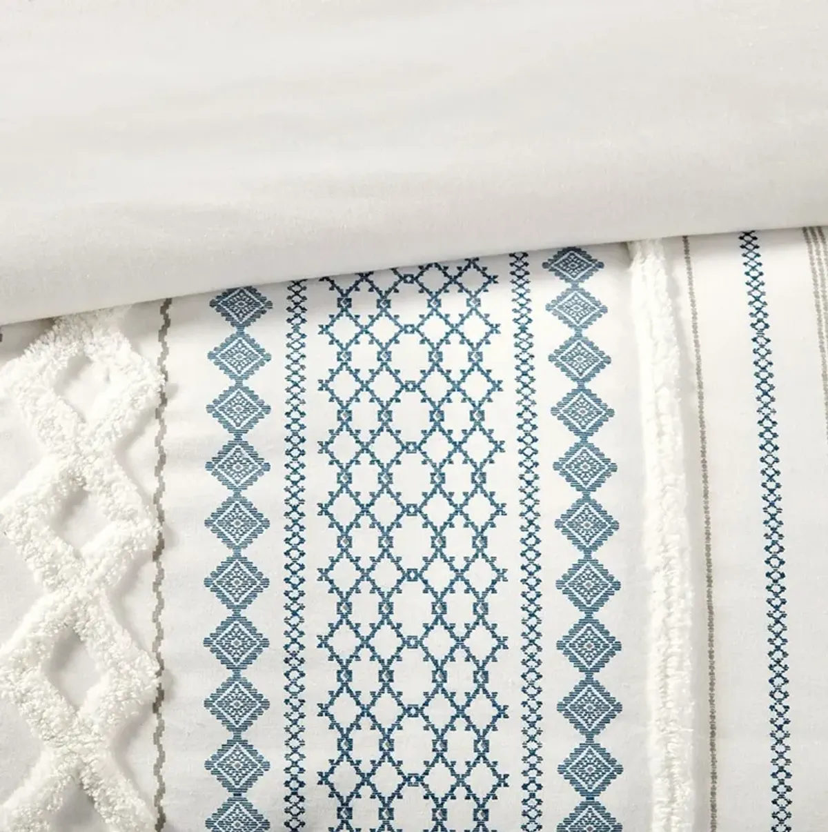 Amari King/California King Duvet Cover Set - Blue/White