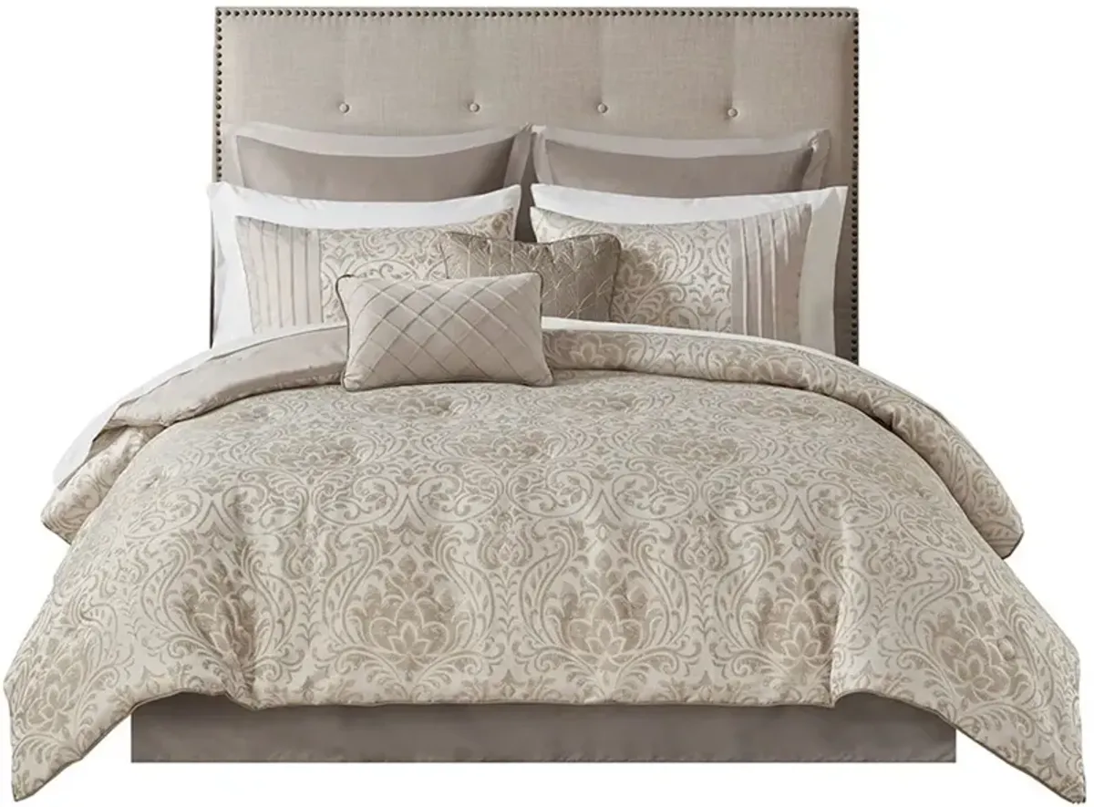 Jayla Queen Complete Bedding Set - Khaki