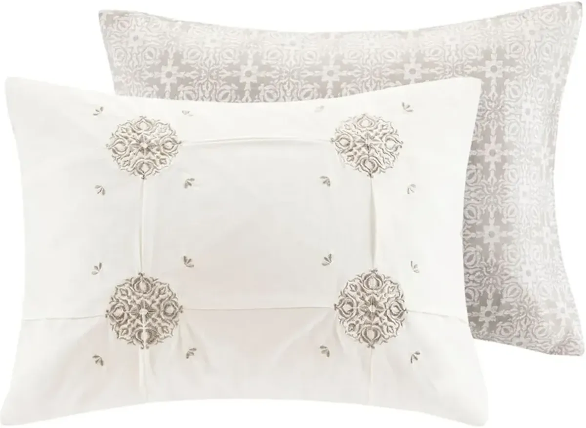 Angela King/California King Reversible Comforter Set - Ivory