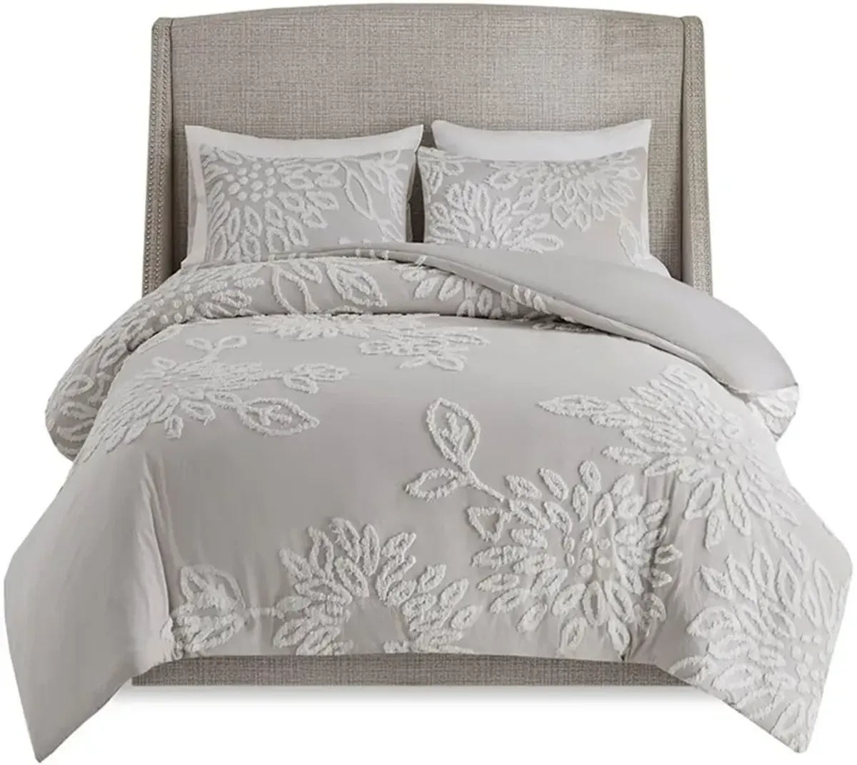 Zuri Full/Queen Comforter Set - Gray/White