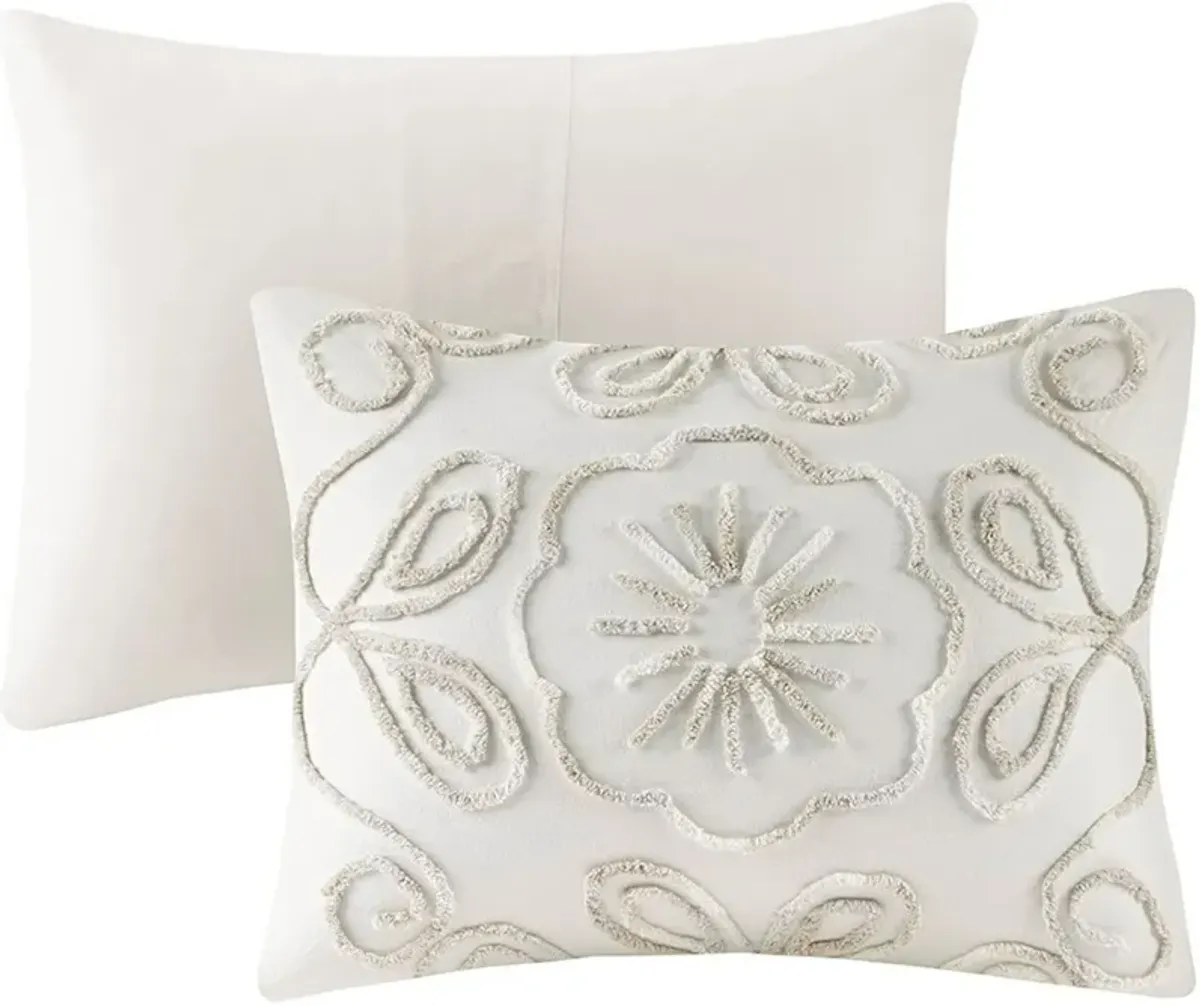 Kimbra Full/Queen Comforter Set - White/Taupe