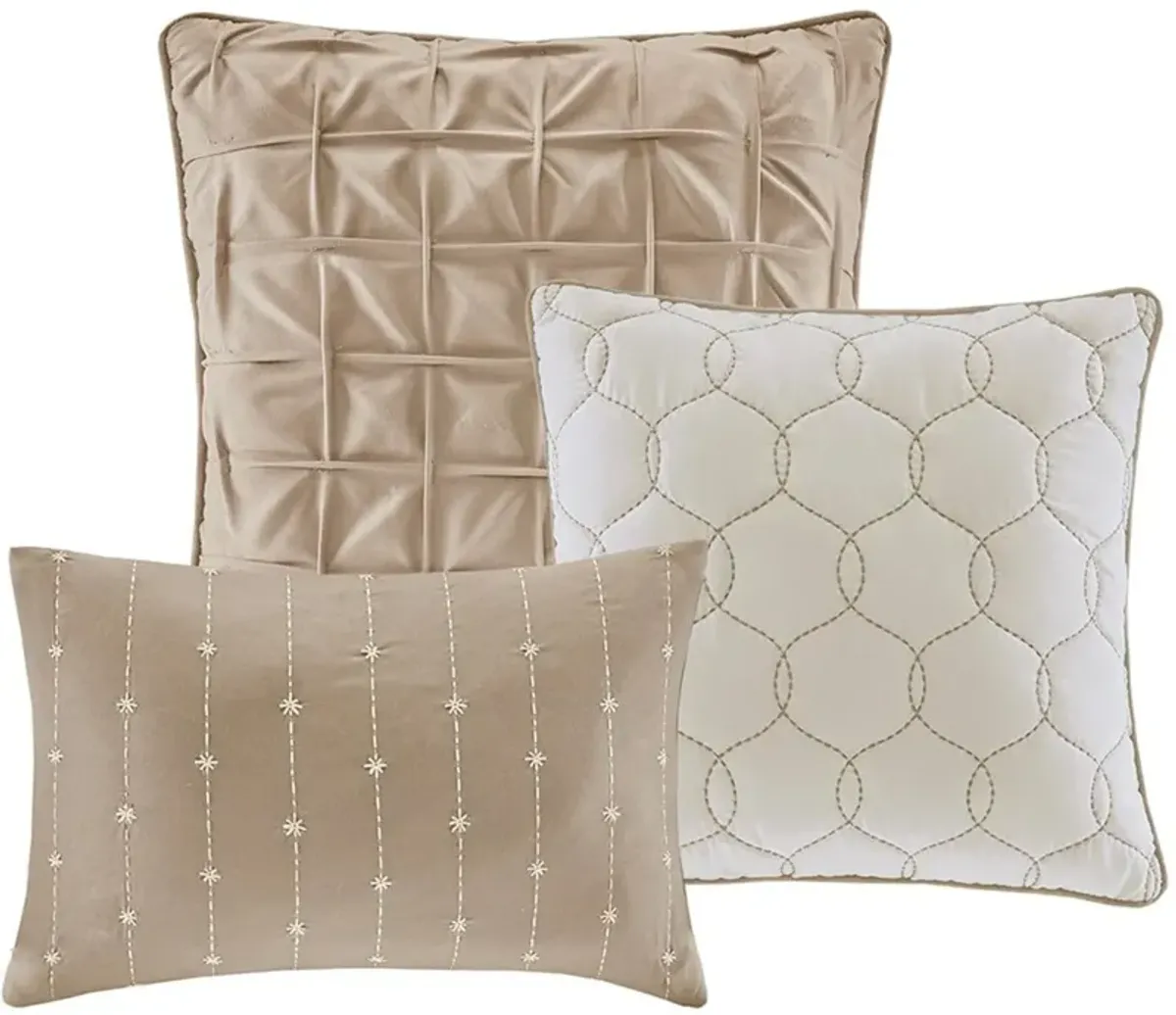 Heiress Queen Comforter Set - Taupe