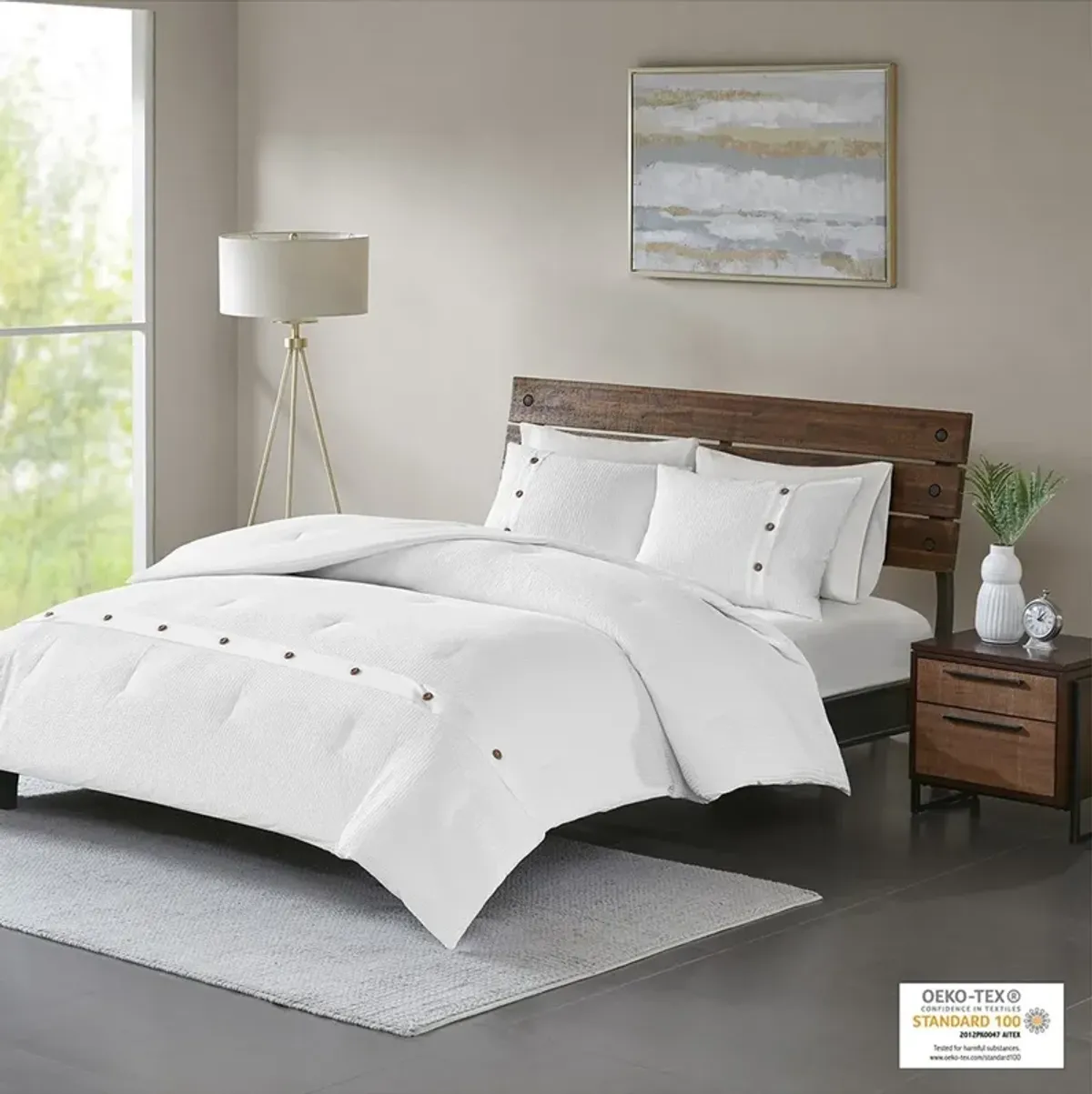 Mikah King/California King Duvet Cover Set - White