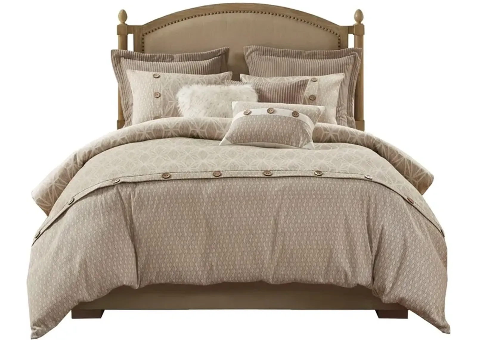 Aubrey Queen Comforter Set - Taupe